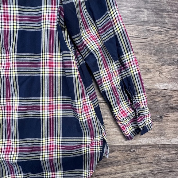Crown & Ivy Red Blue Womens Button Down Plaid Shirt & Pant Set - Picture 3 of 11